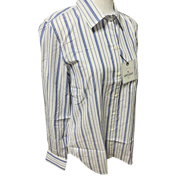 UNTUCKit Women's  Button Down Shirt Striped Cotton Sz 6 Academia Casual - Picture 2 of 7